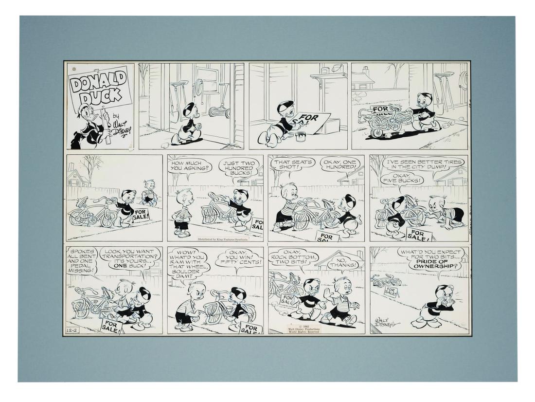 An Original Al Taliaferro Donald Duck Sunday Strip. (1 of 1)
