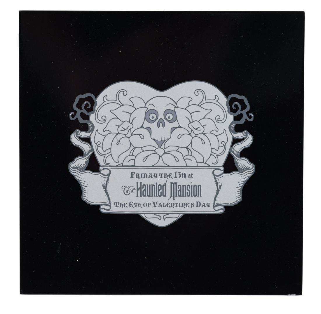 An "Eve of Valentines" Haunted Mansion Bride Giant Pin.: (Disneyland, 2009) An extremely rare, limited edition, jumbo "Eve of Valentine's" pin created for Friday, the 13th at The Haunted Mansion at Disneyland. The jumbo pin was limited to an edition of 300.