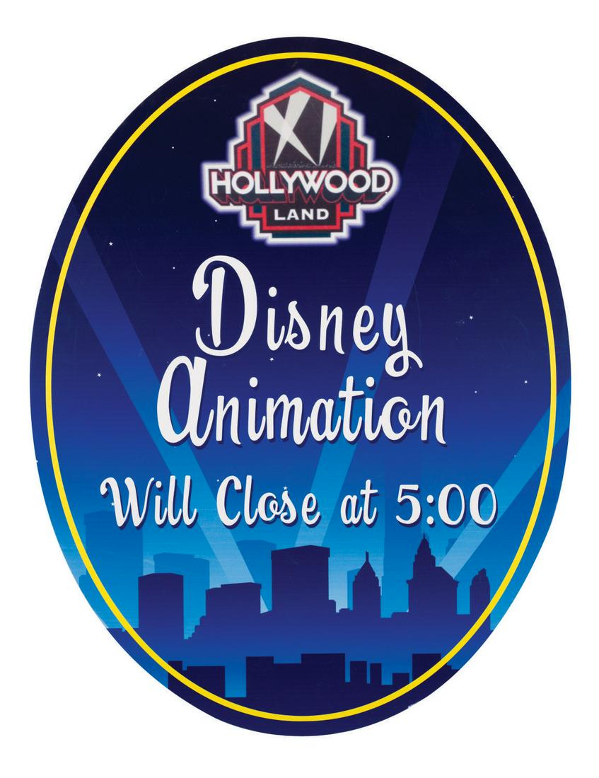 Disney Animation Closing Time Sign. (1 of 1)