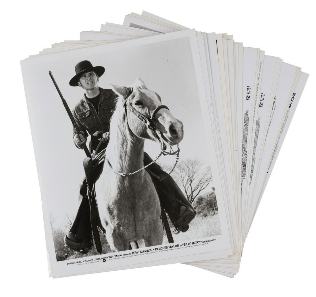 A Collection of "Billy Jack" Press Photos.: (Warner Bros., 1971) A collection of (42) photos for the Warner Brothers film "Billy Jack." Measuring 8.25"x10", the photographs are in very good condition, with little wear to some edges and corners.