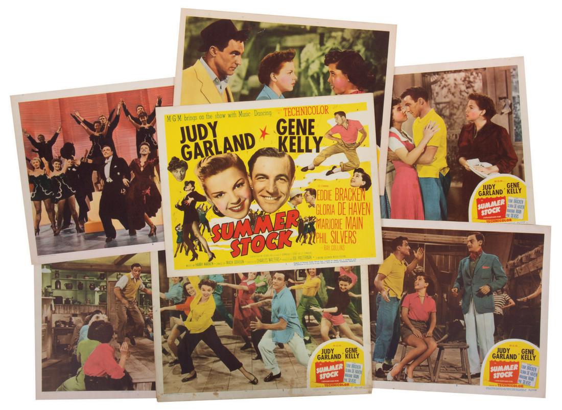 A Set of Original Release "Summer Stock" Lobby Cards.: (RKO, 1952) A collection of (7) original release lobby cards for RKO's "Summer Stock." Measuring 11"x14", the lobby cards are in good condition, with minor yellowing and slight wear to edges and corne