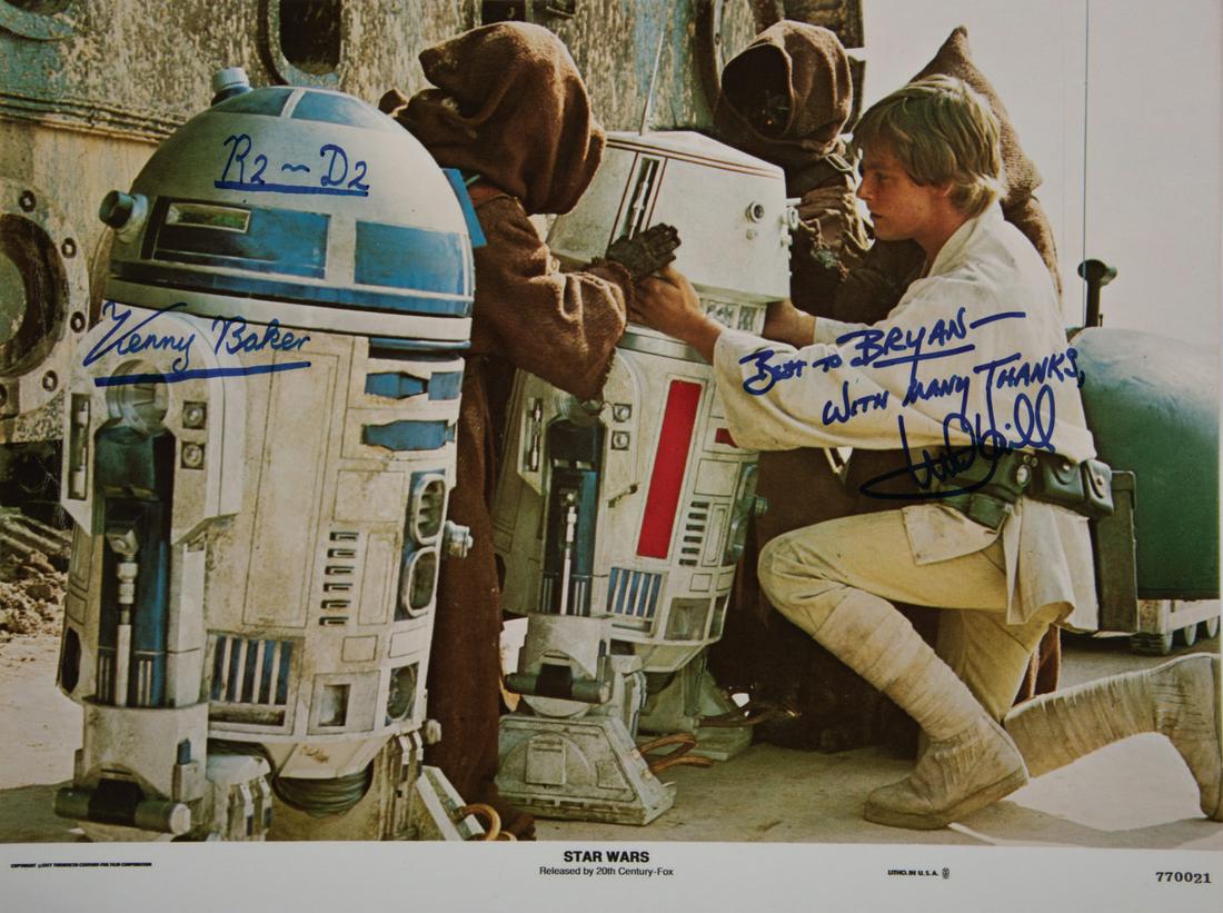 Mark Hamill & Kenny Baker Signed Lobby Card. (1 of 1)