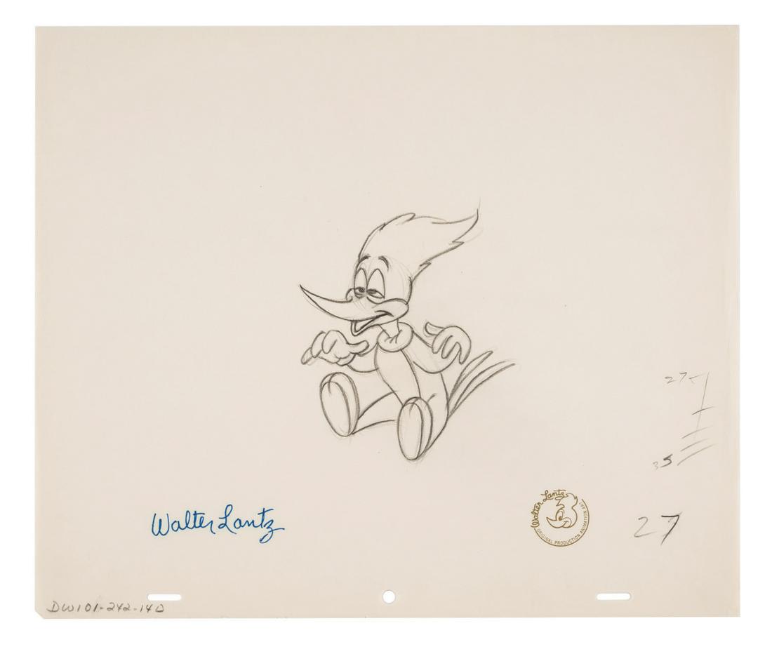 A Walter Lantz Signed Woody Woodpecker Drawing. (1 of 1)