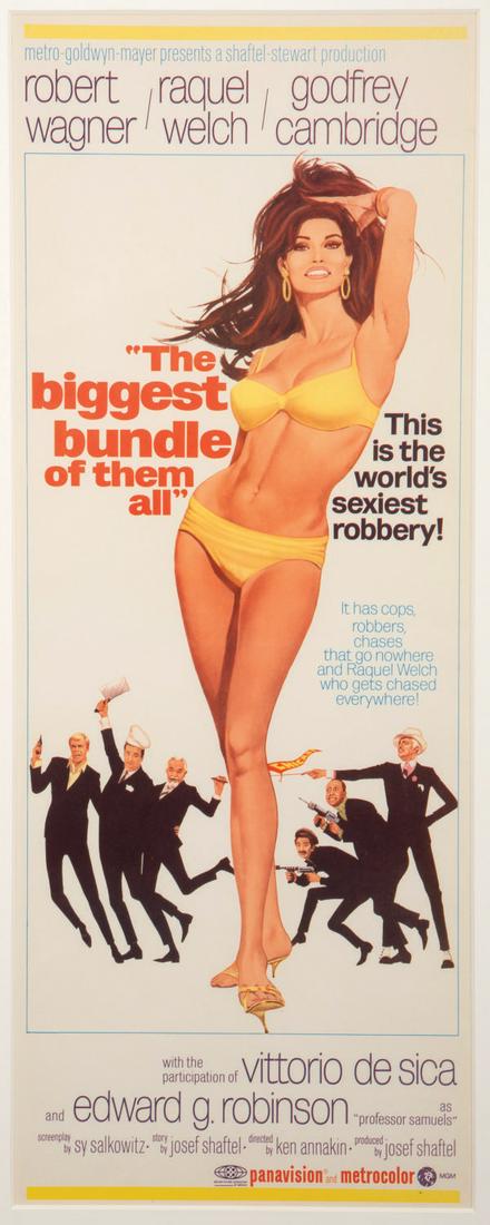 "The Biggest Bundle of Them All" Insert Poster.: (MGM, 1968) An original release insert poster for "The Biggest Bundle of Them All" starring Raquel Welch and Robert Wagner. Measuring 14"x36", the poster is in fine condition.
