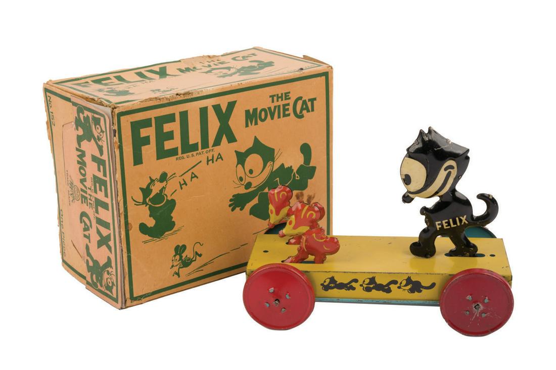 A Felix the Cat Mechanical Pull Toy with Box. (1 of 2)