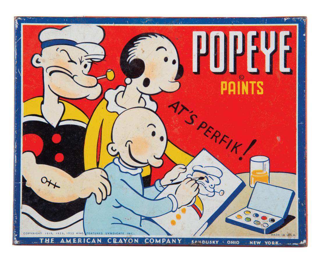 A Rare Popeye Paint Set with Tin Litho Case. (1 of 2)