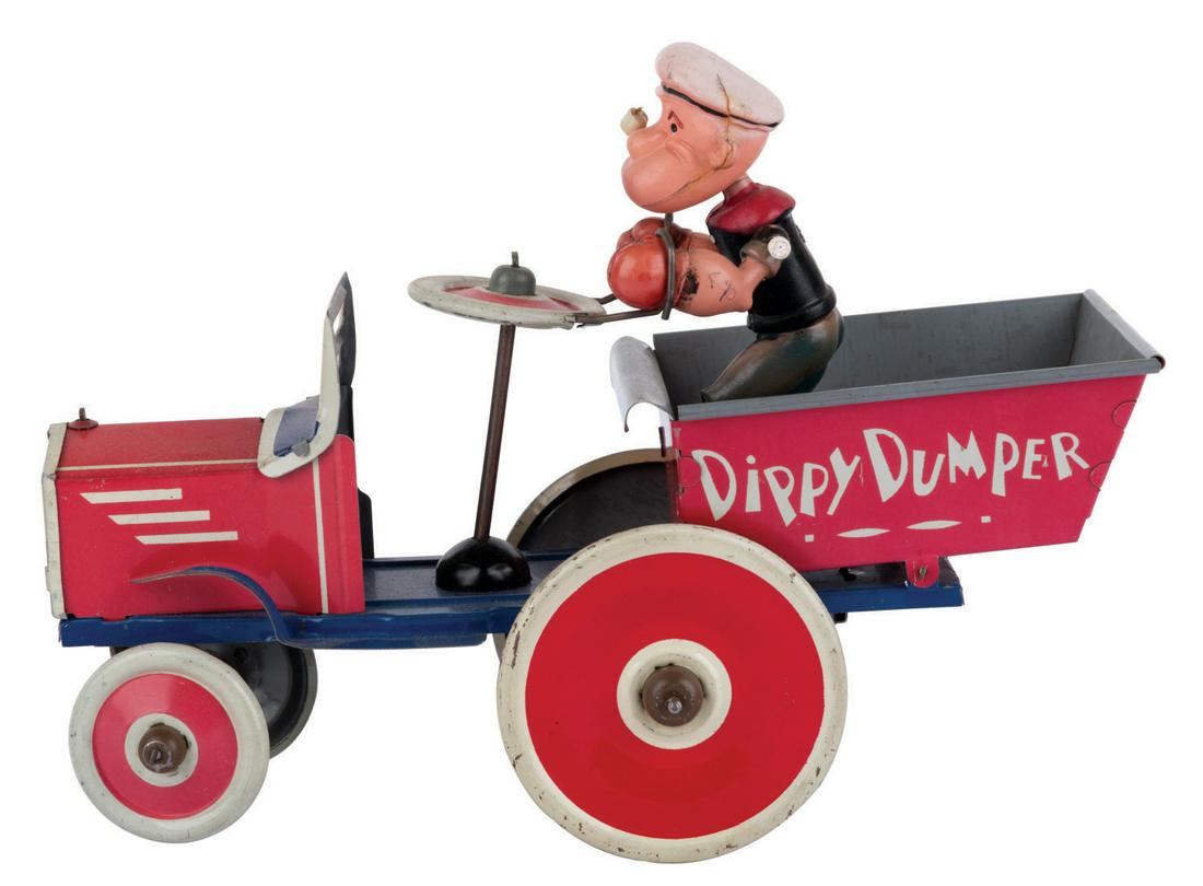 A Popeye Dippy Dumper Wind-Up Tin Toy. (1 of 1)