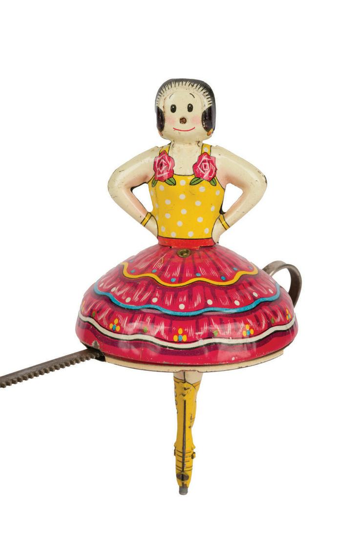 A LineMar Olive Oyl Spinning Tin Top. (1 of 2)