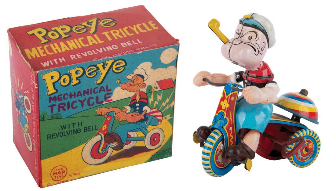 A Popeye Wind-Up Tricycle by Linemar. (1 of 4)