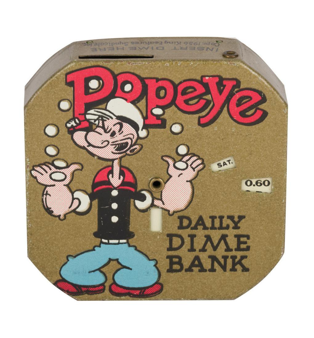 A Popeye Daily Dime Tin Litho Bank. (1 of 1)
