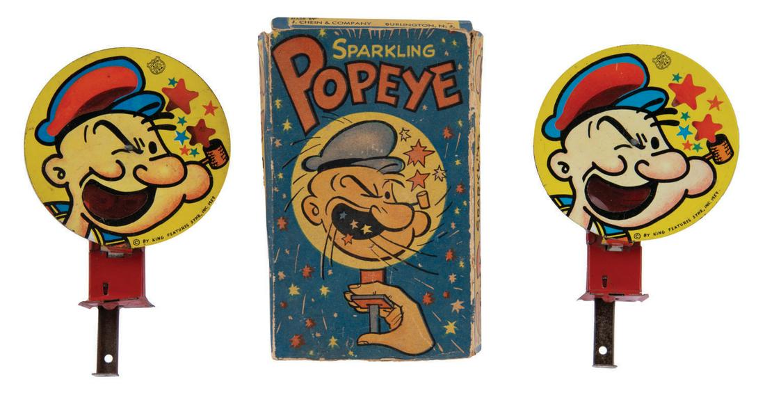 A Pair of Tin Litho Sparkling Popeye Toys. (1 of 1)