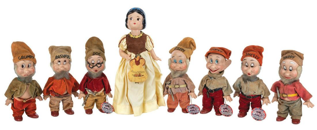 Snow White and Seven Dwarfs Doll Set by Knickerbocker. (1 of 1)