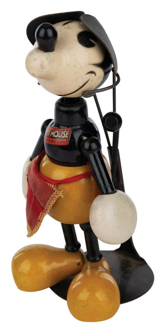 Mickey Mouse Wood Jointed Figure with Lollipop Hands. (1 of 1)
