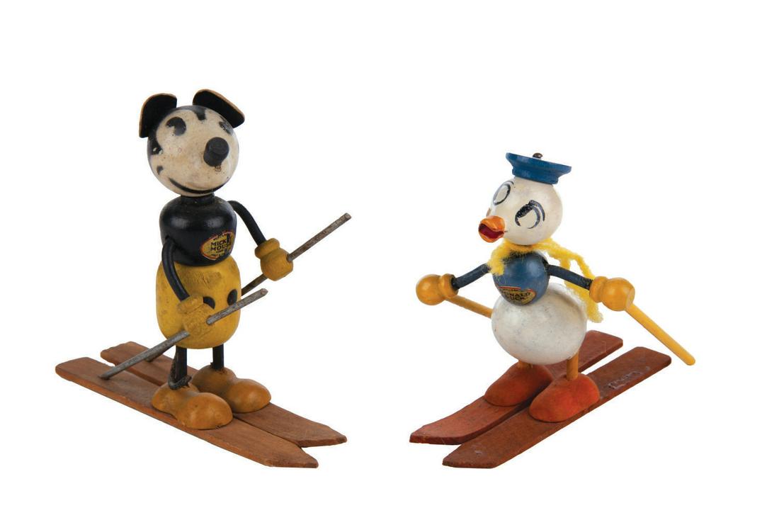 Pair of Mickey & Donald Skiing Fun-E-Flex Toys. (1 of 3)