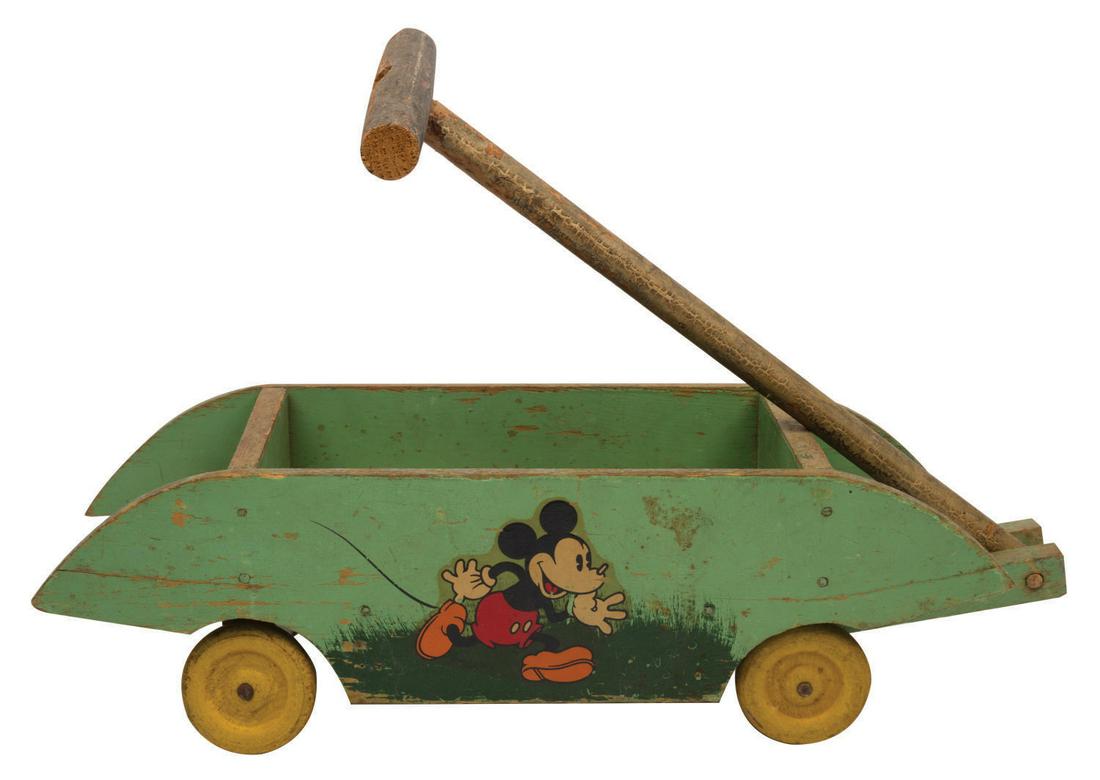 A Rare Pair of Mickey Mouse Wooden Wagon Toys. (1 of 3)