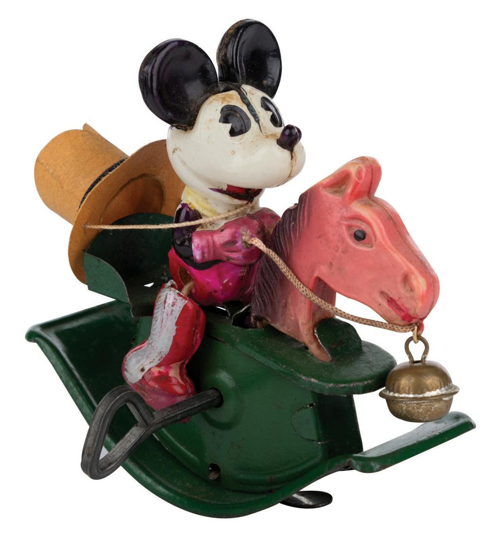 Mickey Mouse on Hobby Horse Celluloid Wind-up Toy. (1 of 1)