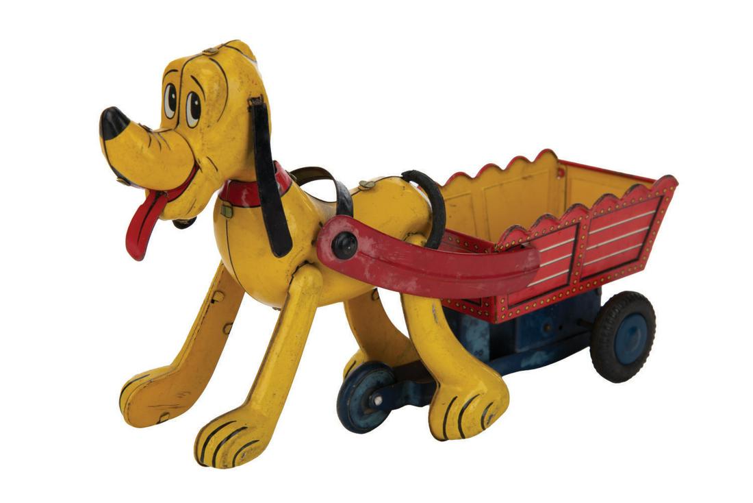 A Walt Disney's Friction Pluto with Cart by LineMar. (1 of 2)