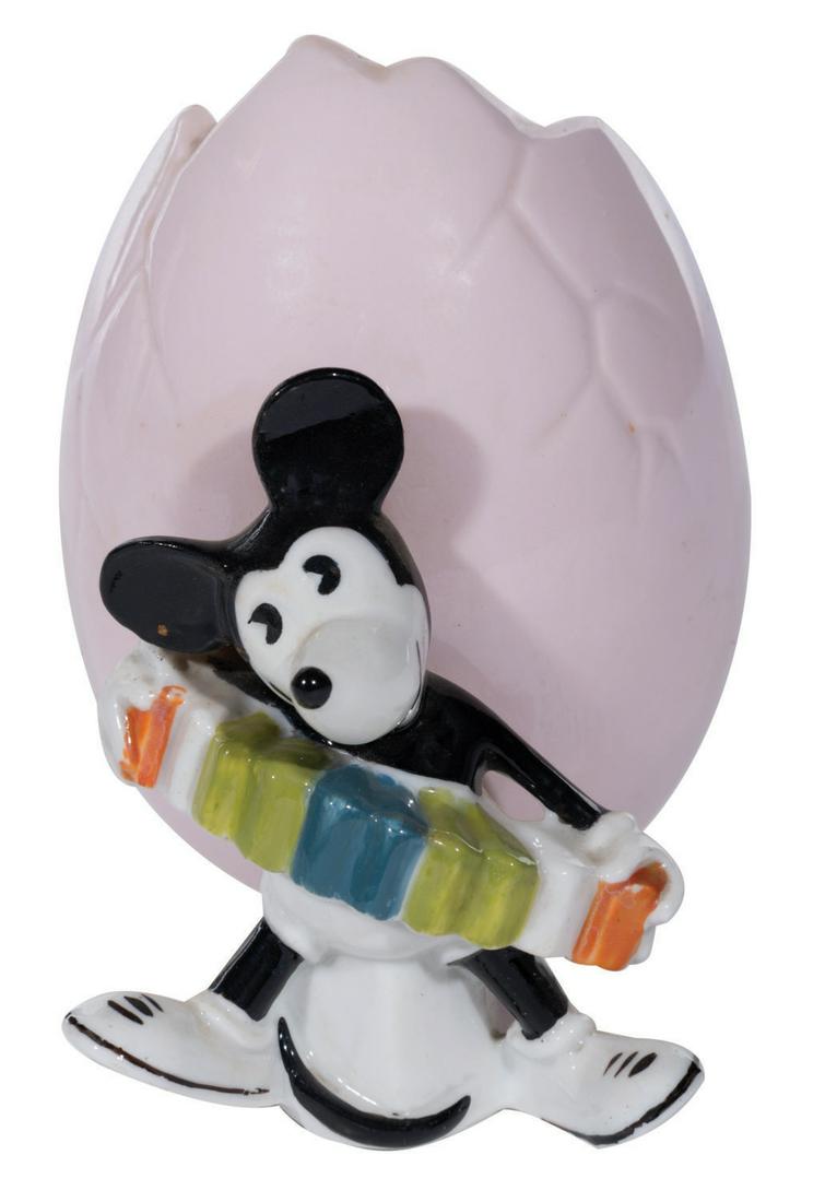 A Rare German Ceramic Mickey Mouse & Egg Figure. (1 of 2)