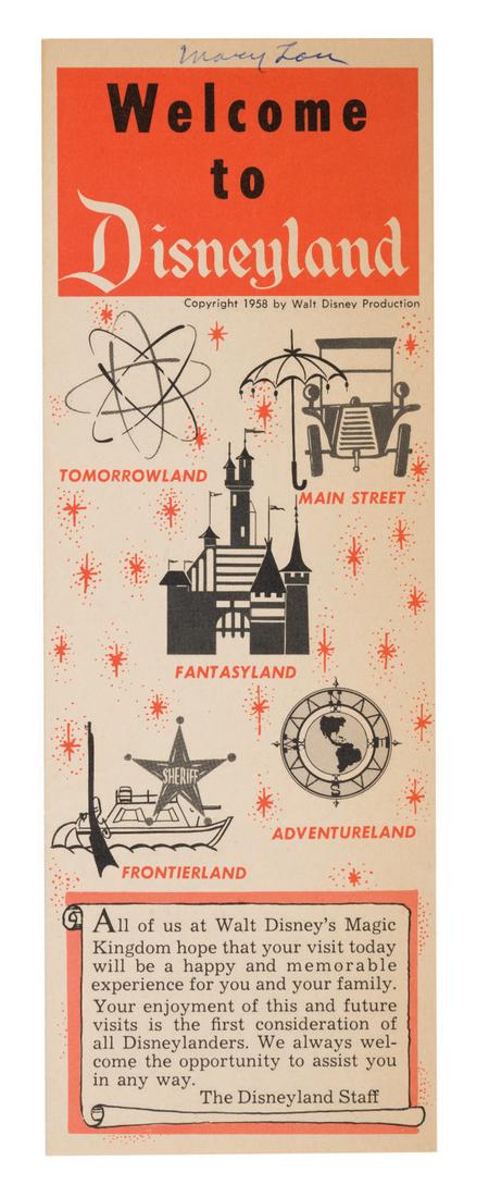 A 1958 "Welcome to Disneyland" Gate Fold-Out. (1 of 3)