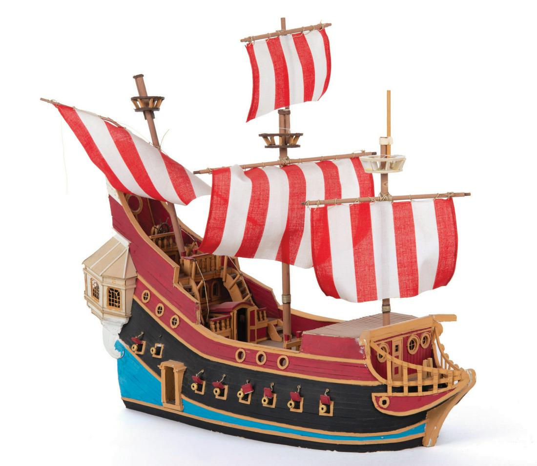 A Revell Peter Panâ€™s Pirate Ship Prototype Model.: (Revell, c.1950s-60) A one-of-a-kind prototype for the â€œPeter Panâ€™s Pirate Ship” model kit by Revell. This wooden prototype was produced for the Walt Disney Productions Merchandise