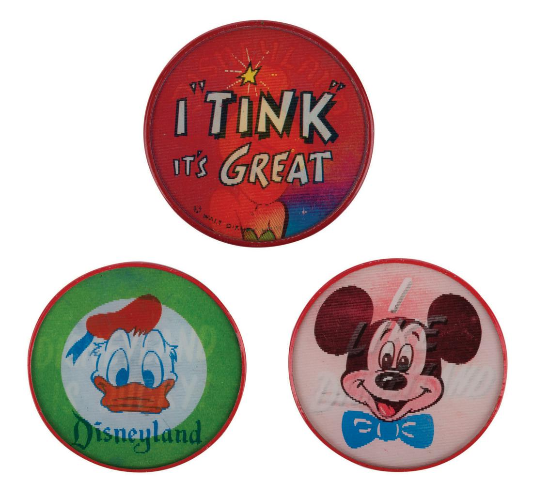 A Collection of (3) Disneyland Lenticular Buttons. (1 of 2)