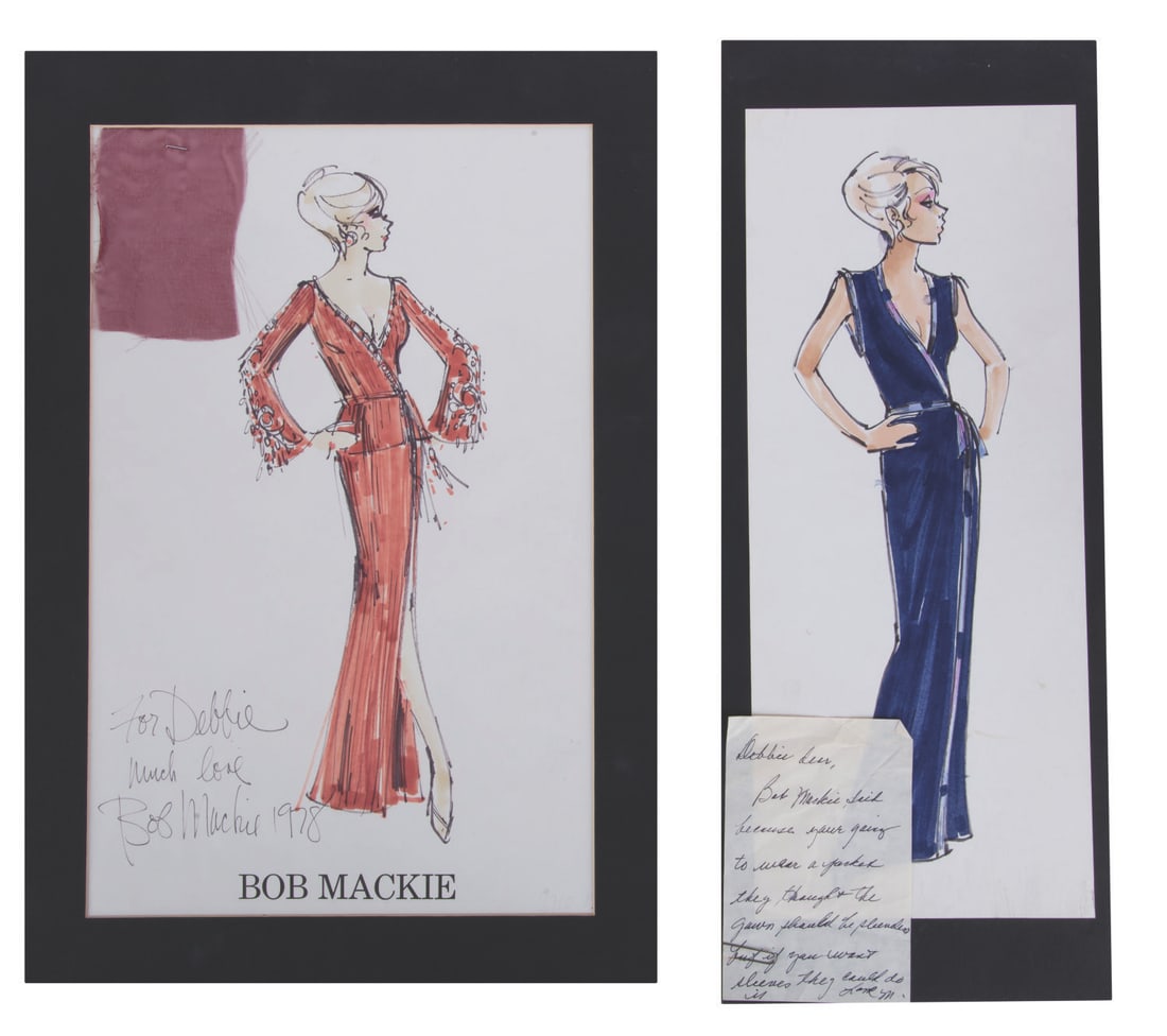 Two Debbie Reynolds Costume Sketches by Bob Mackie. (1 of 5)