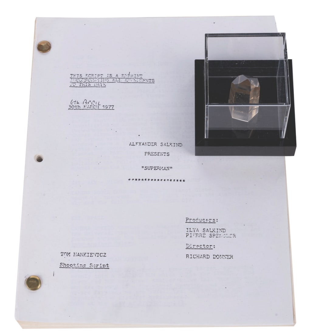 A Superman: The Movie Crystal Prop & Script. (1 of 11)