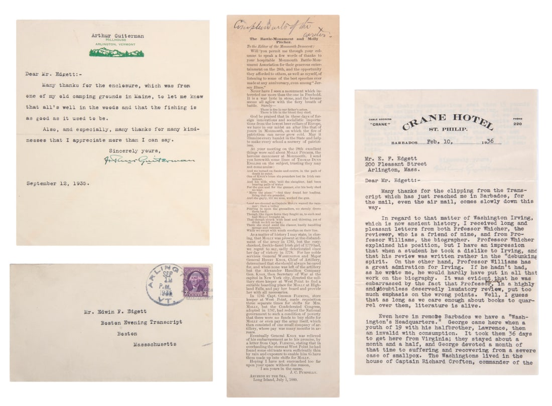 A Pair of Letters from Author Arthur Guiterman. (1 of 5)