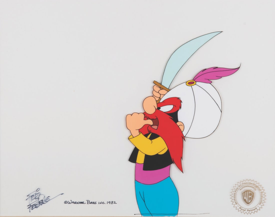 A Friz Freleng Signed Production Cel of Yosemite Sam. (1 of 2)