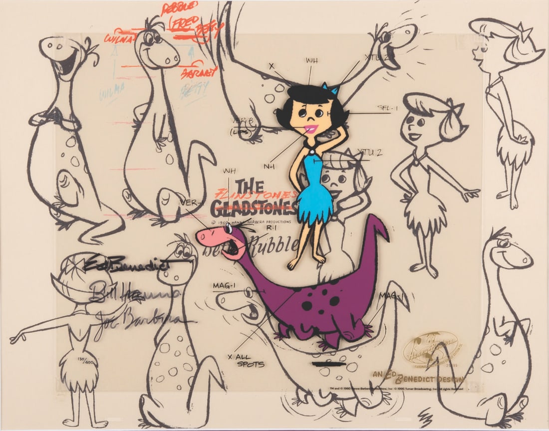 A Signed Limited Edition Cel of Betty Rubble and Dino. (1 of 2)