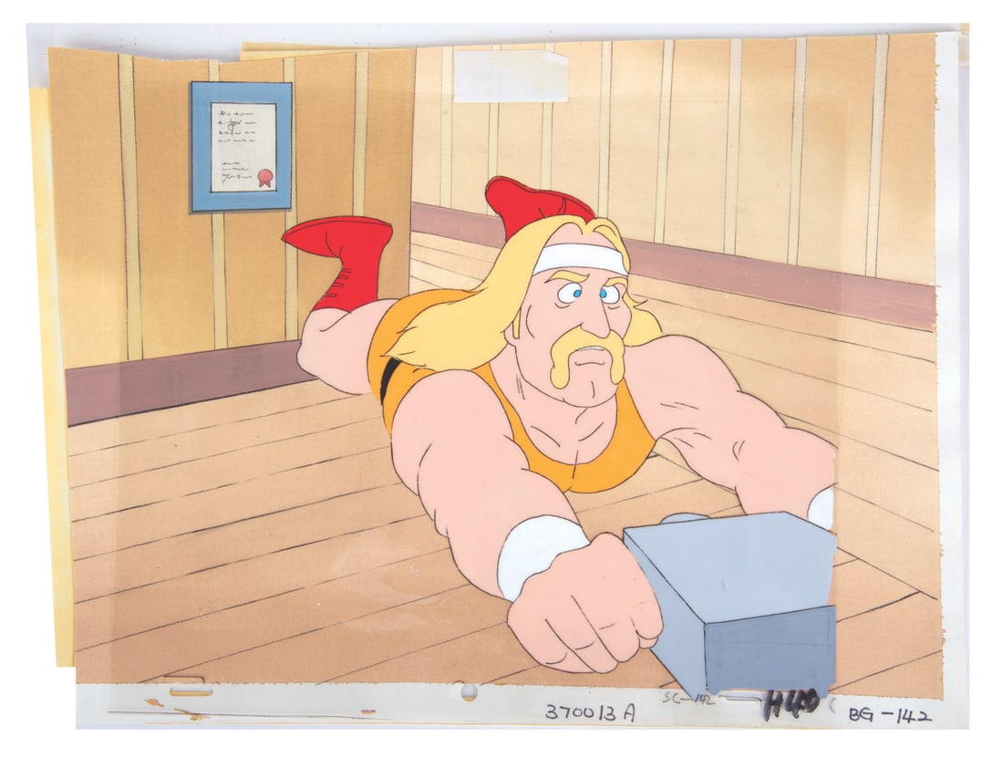 An Original Hulk Hogan's Rock 'n' Wrestling Cel and BG. (1 of 1)