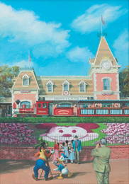 Charles Boyer "Disneyland Main Gate" Original Painting.