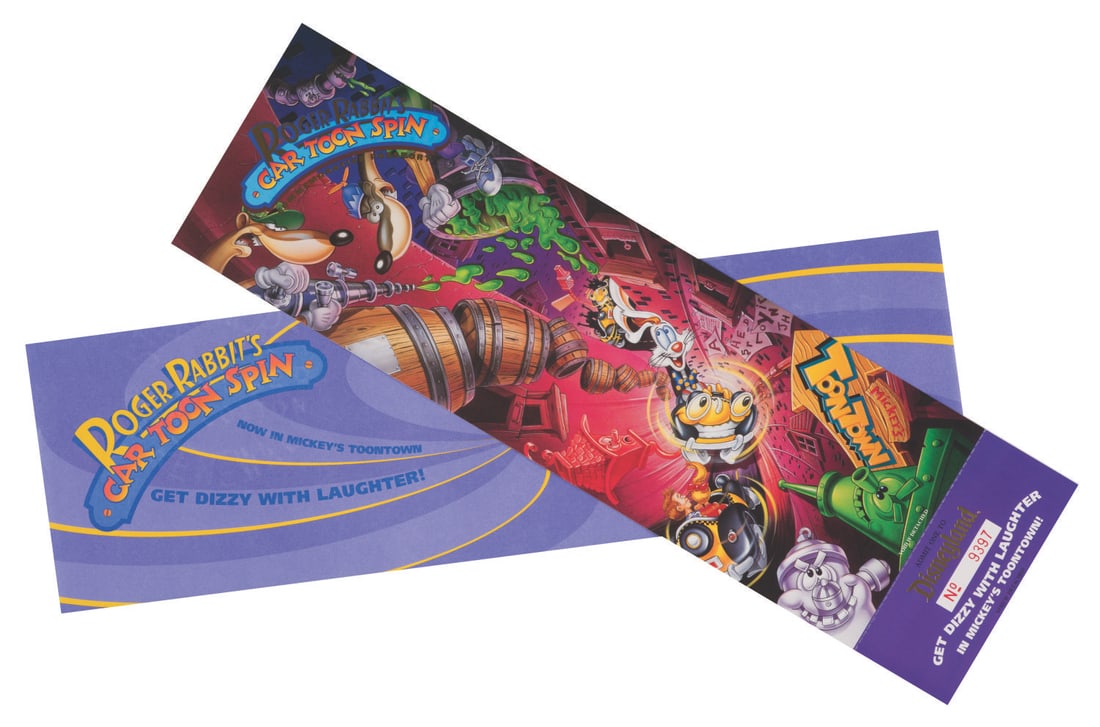 A Roger Rabbit's Car Toon Spin Commemorative Passport.: (Disneyland, 1994) A commemorative passport from the Grand Opening of Roger Rabbit's Car Toon Spin in Mickey's Toontown at Disneyland. This complimentary passport features embellished imagery of Roger