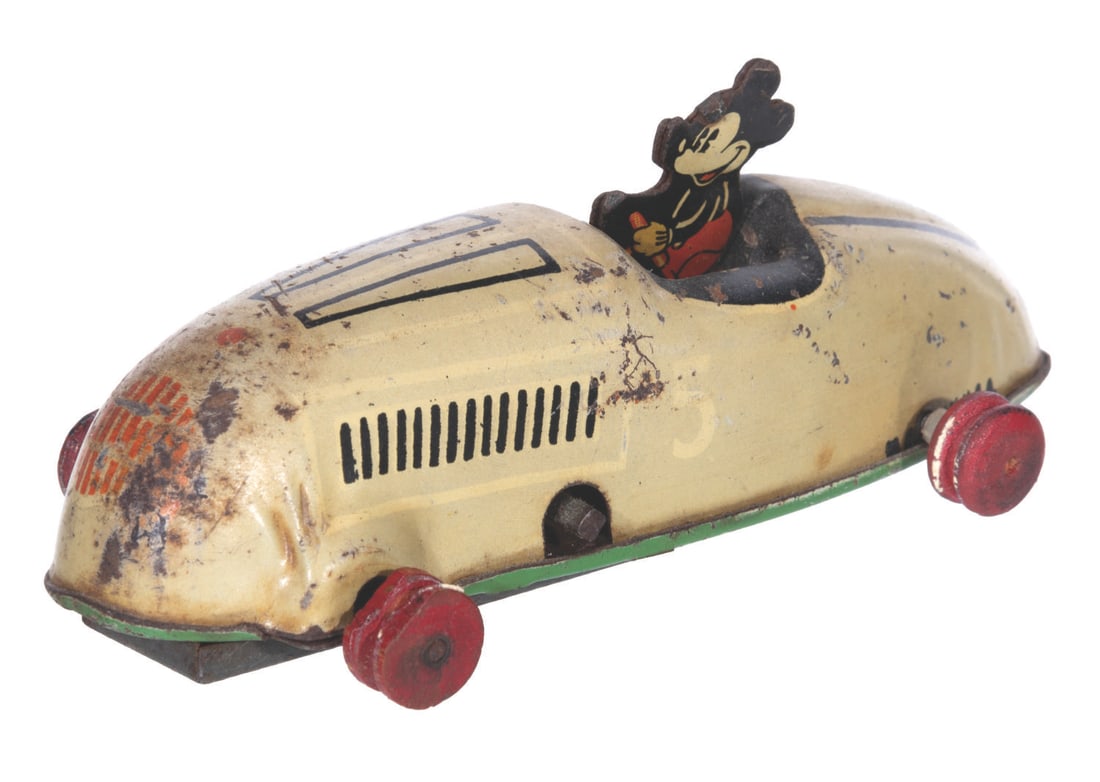 A Mickey Mouse Wind-Up Tin Car. (1 of 2)
