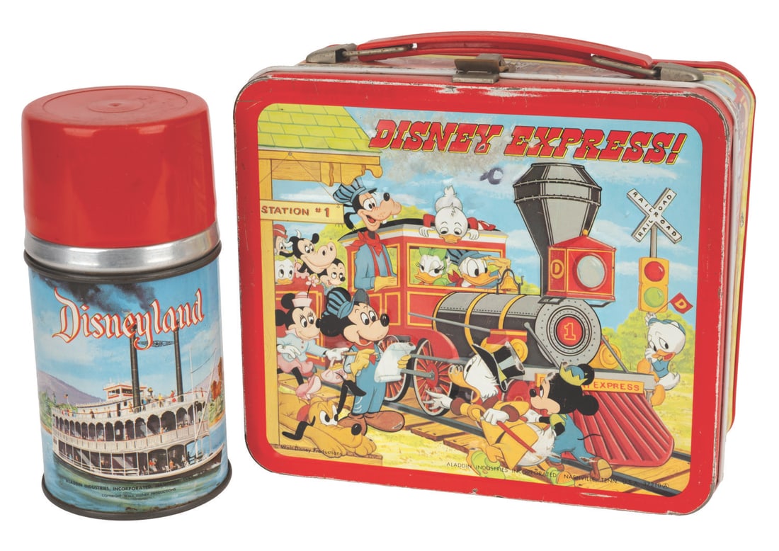 A "disney Express" Lunch Box And Disneyland Thermos. Auction
