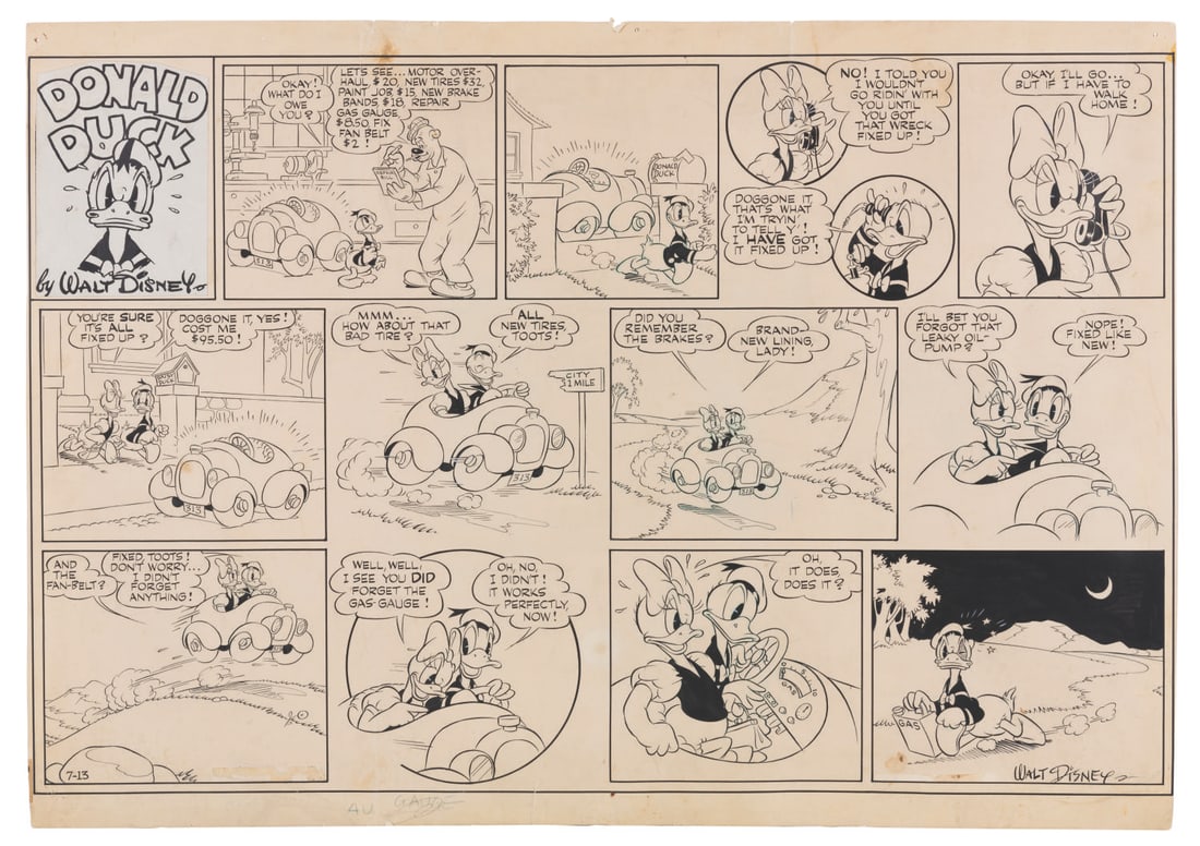 Donald Duck 1941 Sunday Comic Strip Original Art. (1 of 1)