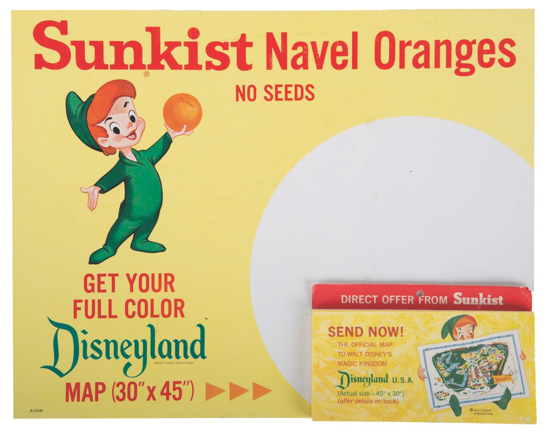 A Sunkist Disneyland Souvenir Map Offer Display. (1 of 2)