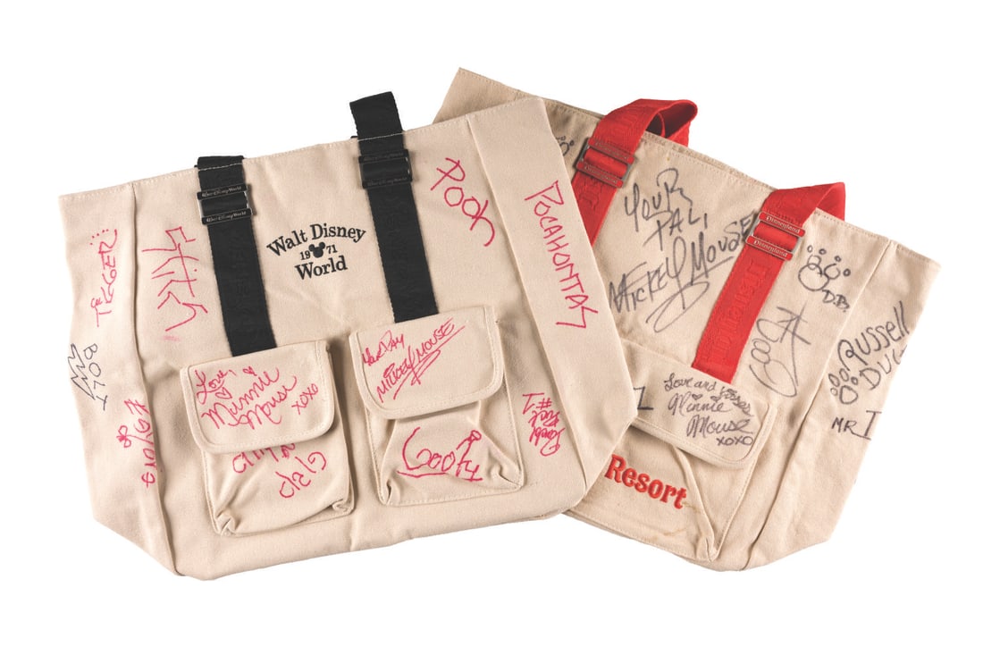A Pair of Character Signed Disney Park Tote Bags. (1 of 5)