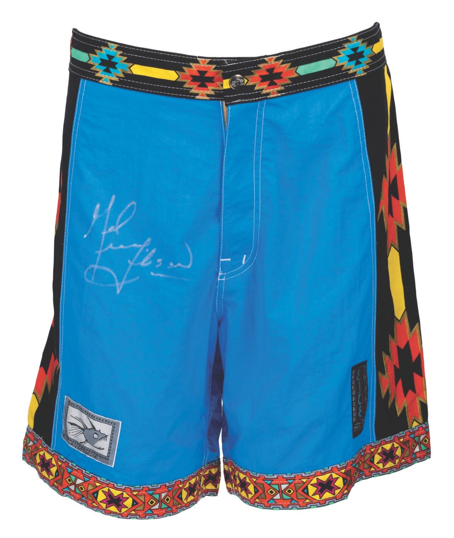 A Pair of Mel Gibson Signed Swim Shorts. (1 of 3)