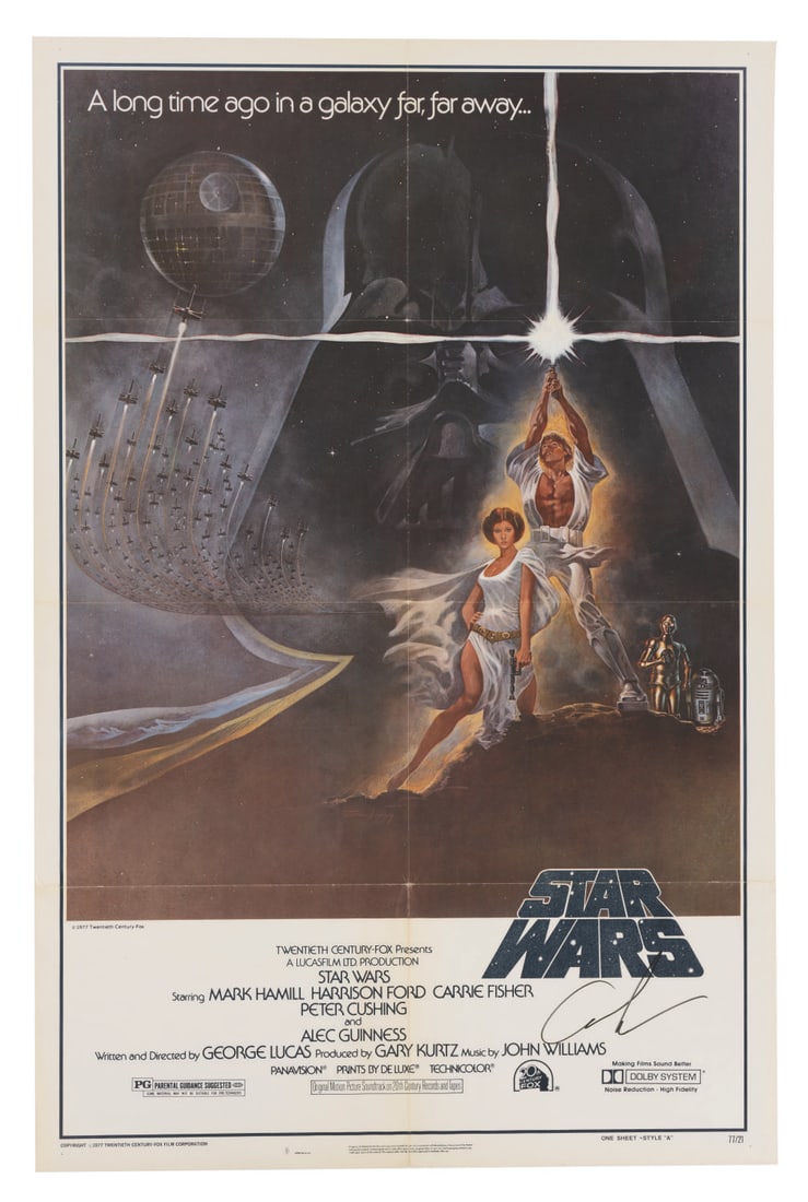 A 1977 "Star Wars" One Sheet Signed by George Lucas. (1 of 1)