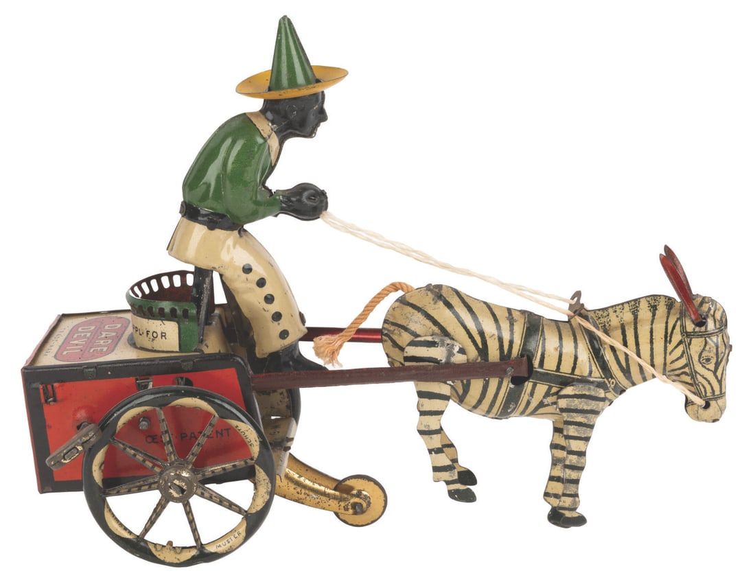 A Lehmann Dare Devil Zebra Cart Wind-Up Tin Toy. (1 of 4)