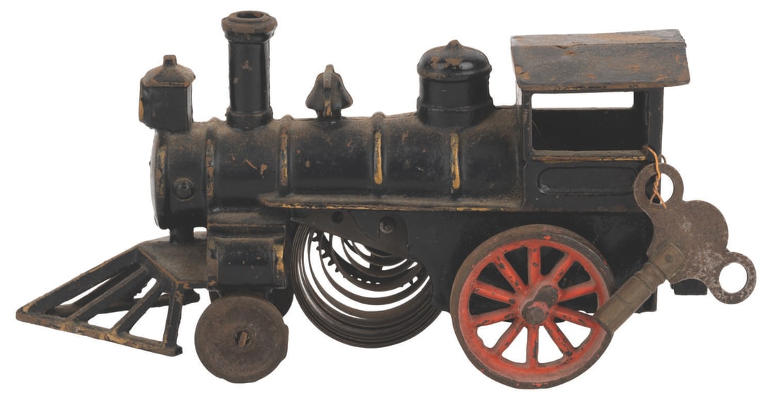 A Pre-War Wind-Up Cast Iron Train Engine. (1 of 4)