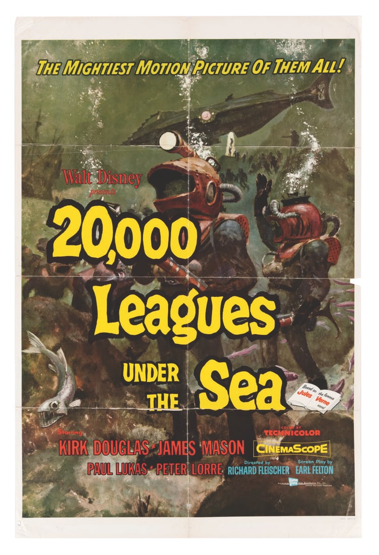 An Original "20,000 Leagues Under the Sea" Poster. (1 of 1)