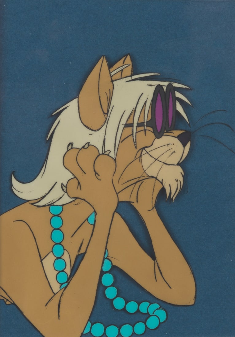 An Original "The Aristocats" Production Cel.: (Disney, 1970) An original trimmed production cel from Disney’s “The Aristocats” featuring Hit Cat. The character image measures 4.5” x 5.5”, in a matted frame measuring 7.5&rdqu