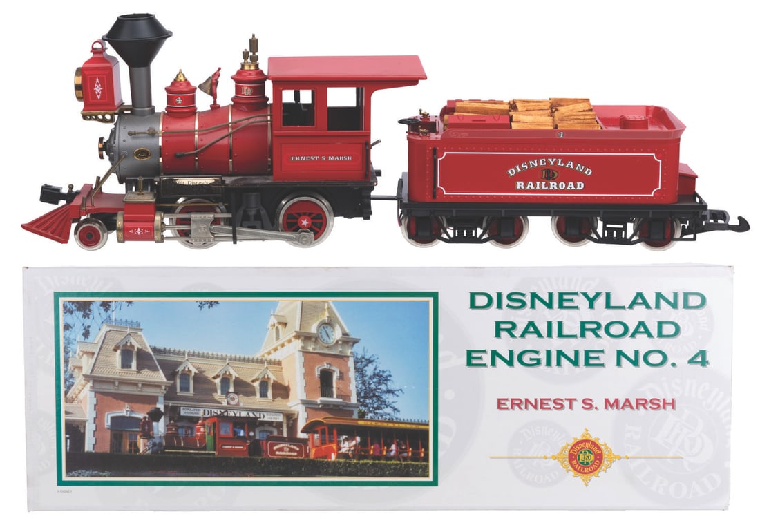 A Disneyland Railroad Ernest S. Marsh Model Train.: (Hartland, 2002) A small-scale version of the Ernest S. Marsh, otherwise known as “Disneyland Railroad Engine No. 4.” Marsh was the president of Santa Fe Railways, an early Disneyland sponsor,