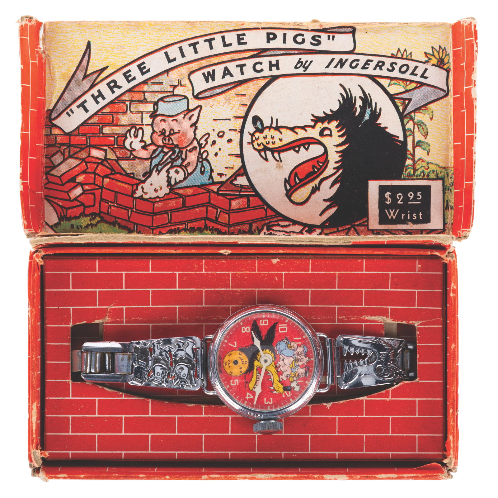 A Rare Ingersoll Three Little Pigs Wristwatch. (1 of 4)