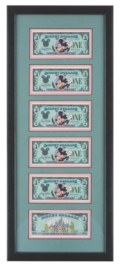 A Set of Six $1 Disney Dollars from 1987. (1 of 1)