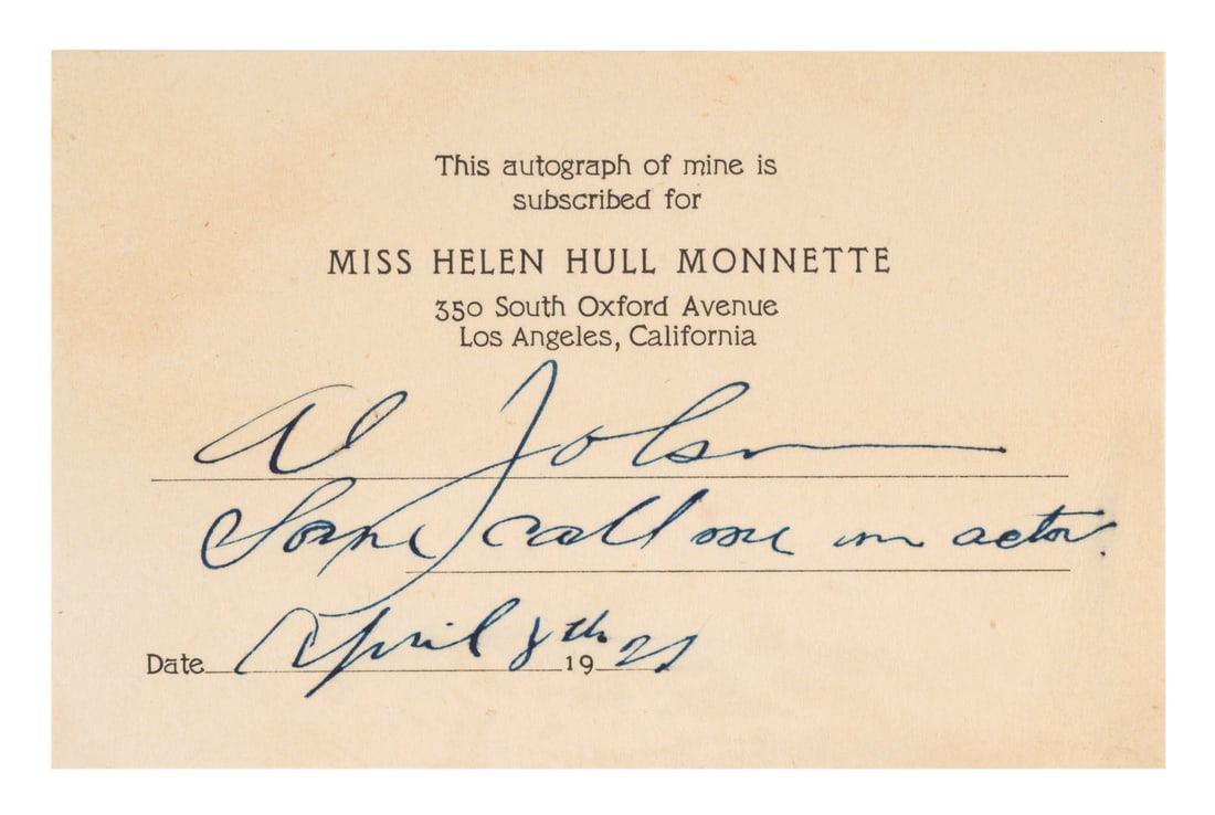 An Al Jolson Signature. (1 of 1)