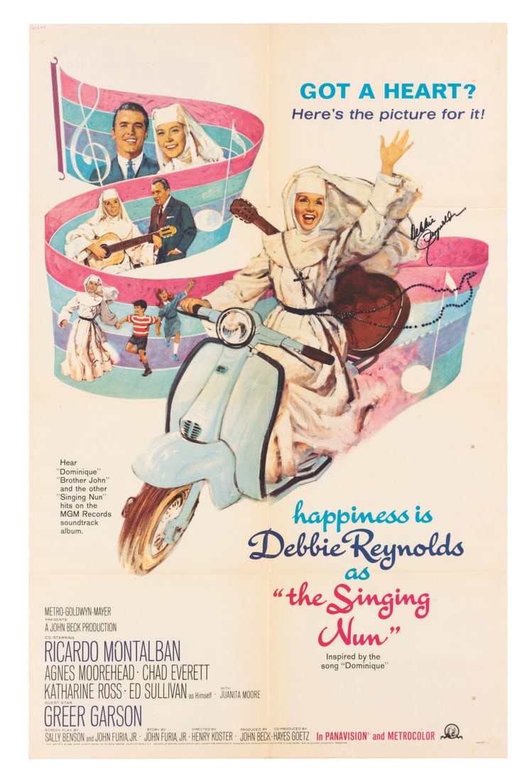 A Debbie Reynolds Signed "The Singing Nun" One-Sheet. (1 of 2)