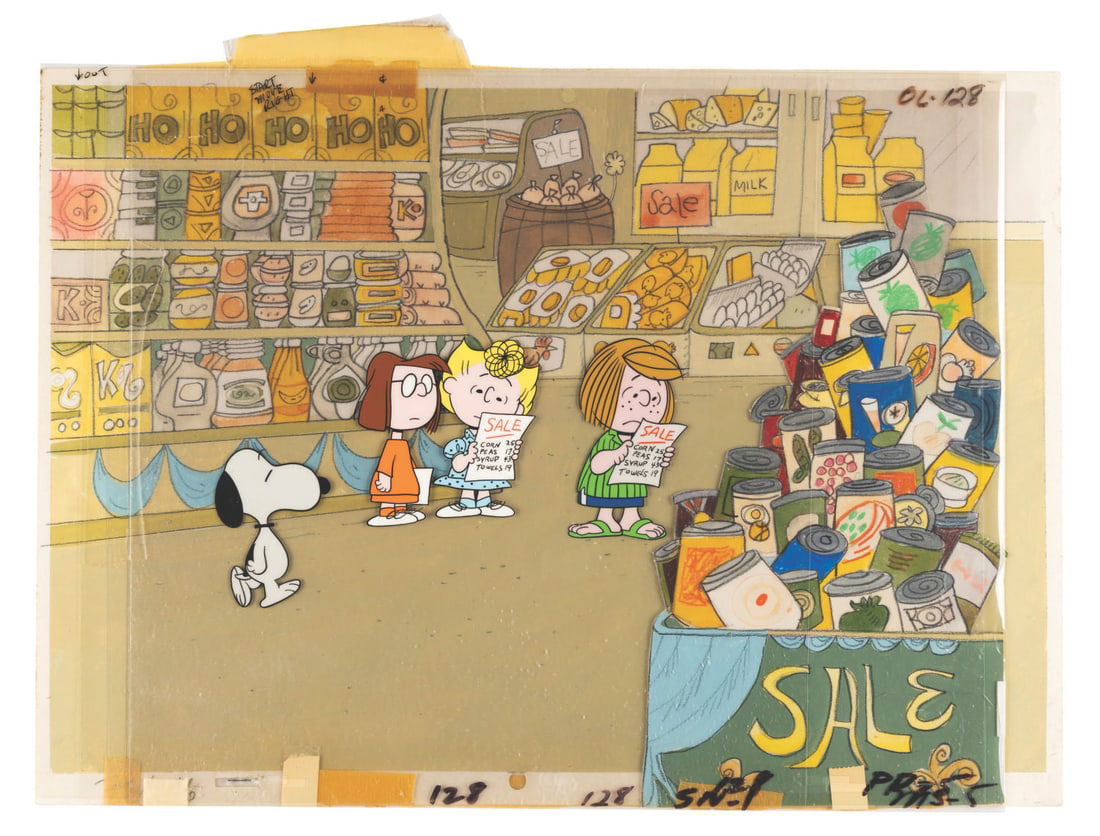 A "Peanuts" Multi-Layer Production Cel and Background. (1 of 2)
